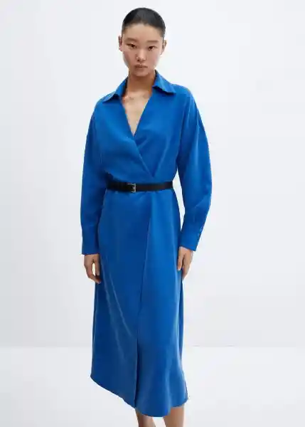 Vestido Teo Azul Talla L Mujer Mango