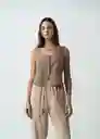 Camisa Milly Mujer Café Sepia Medio Talla L 412G397 Naf Naf