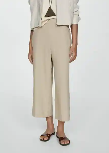 Pantalón Linovis Beige Talla XL Mujer Mango