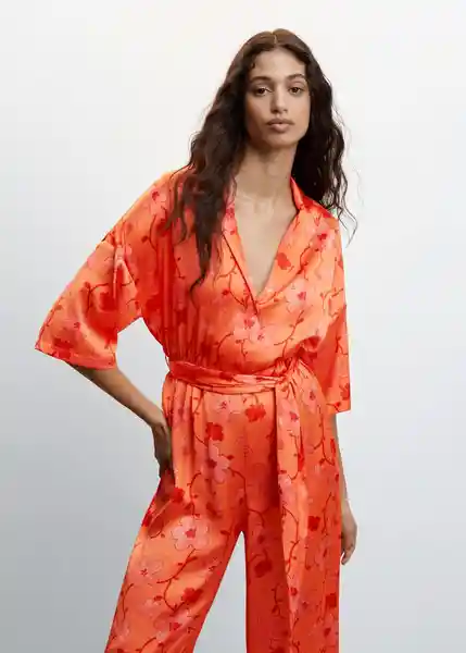 Enterizo Mono Prado-H Naranja Talla L Mujer Mango