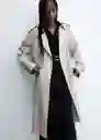 Abrigo Trench Fluid Gris Claro Vigoré Talla M Mujer Mango