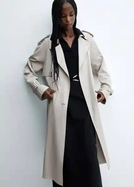 Abrigo Trench Fluid Gris Claro Vigoré Talla M Mujer Mango