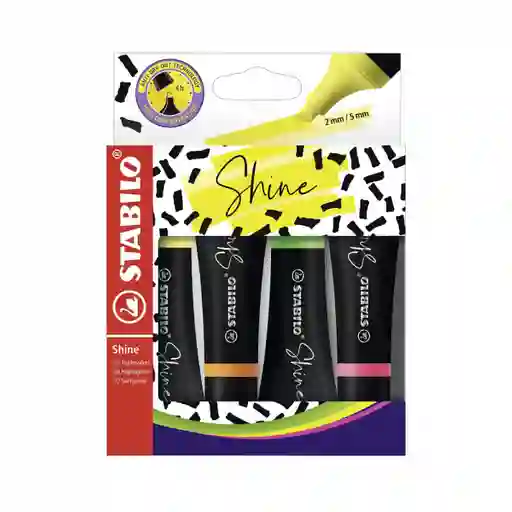 Stabilo Resaltador Shine Estuche 4 Colores Neón