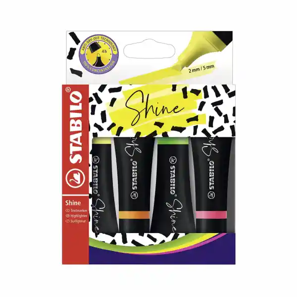 Stabilo Resaltador Shine Estuche 4 Colores Neón