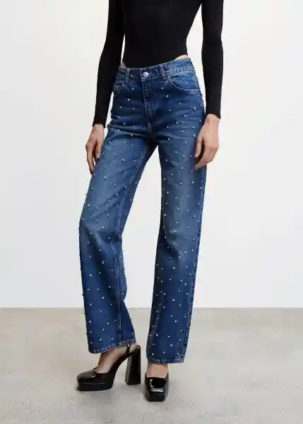 Jeans Diamond Tejano Oscuro Talla 40 Mujer Mango