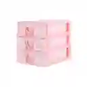 Organizador de Plástico Bicolor Con 3 Cajones Rosa Miniso