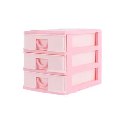 Organizador de Plástico Bicolor Con 3 Cajones Rosa Miniso