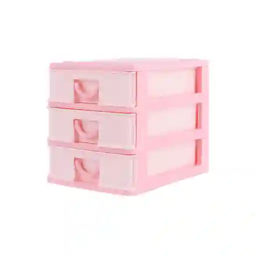 Organizador de Plástico Bicolor Con 3 Cajones Rosa Miniso