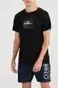 ONeill Camiseta Slim Fit Hybrid Cube Masculina Negro Talla XL