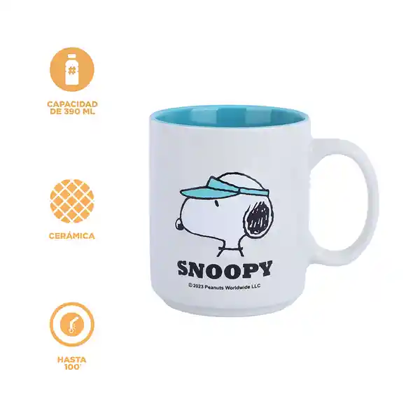 Taza Colección Snoopy Summer Travel en Relieve Bicolor Miniso