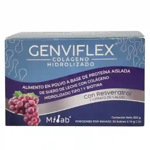 Genviflex Colágeno Hidrolizado Con Resveratrol y Citrato Calcio