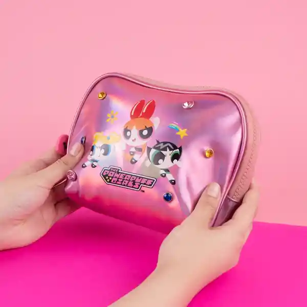 Cosmetiquera Metalizada Las Chicas Superpoderosas Rosa Miniso