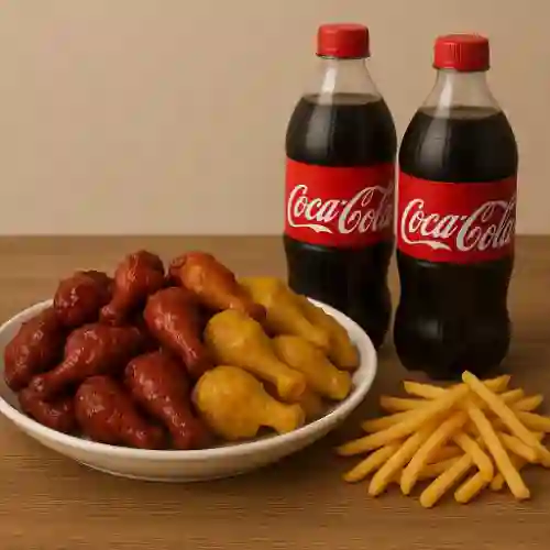 Doble Saque (18 Alitas + Papas + Gaseosa