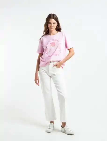 Camiseta Mujer Rosa Confite Medio Talla M 409E005 Naf Naf