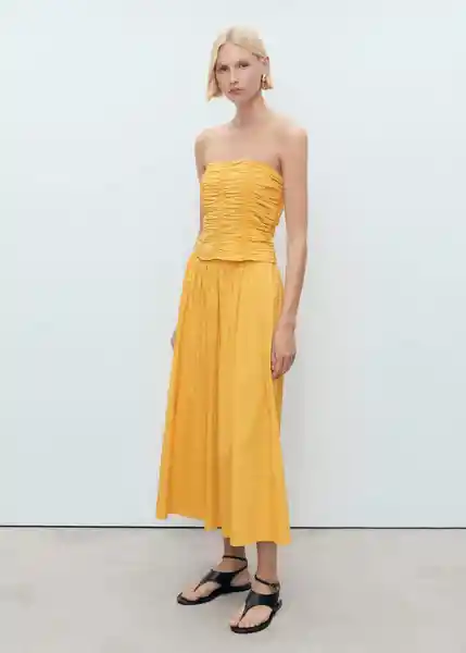 Top Sunny Mostaza Talla S Mujer Mango