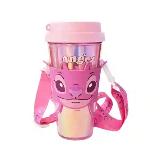 Vaso Plástico Con Funda Serie Lilo & Stitch Ángel 420 mL Miniso