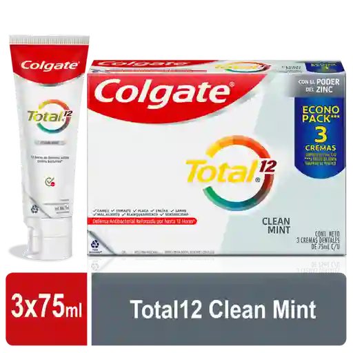 Colgate Total 12 Clean Mint Crema Dental Tripack
