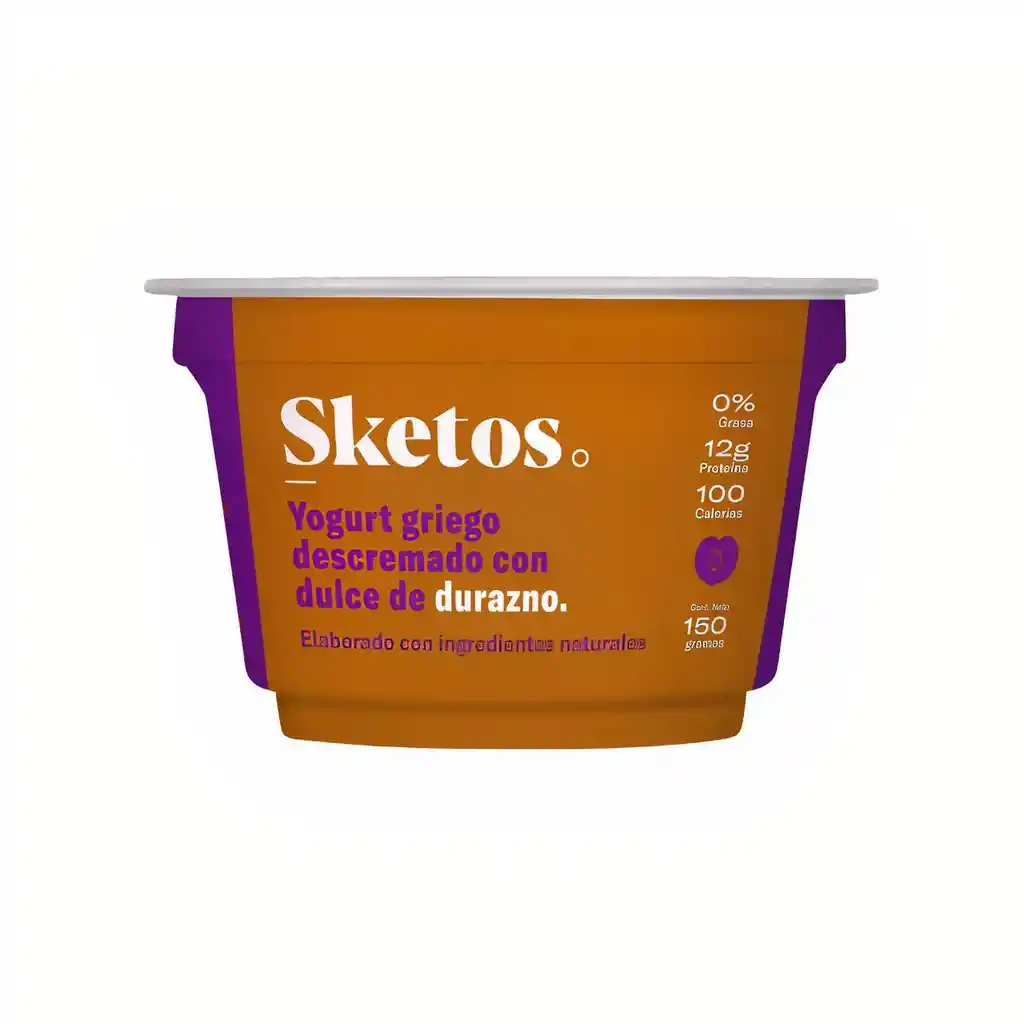 Sketos Yogurt Griego Descremado con Dulce de Durazno