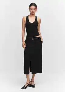 Top Creta Negro Talla M Mujer Mango