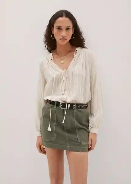 Falda Janina Khaki Talla XS Mujer Mango