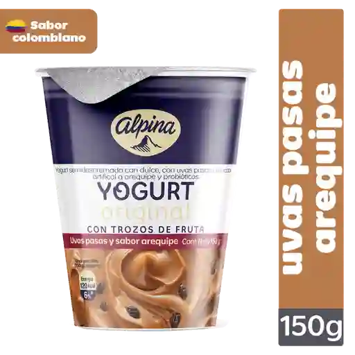 Alpina Yogurt Sabor a Arequipe con Uvas Pasas