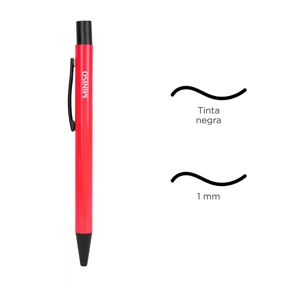 Esfero Retráctil Metálico Rojo 1.0 mm Miniso