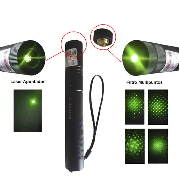 Rl-303 Laser Puntero Verde Filtro Multipuntos Gran Potencia