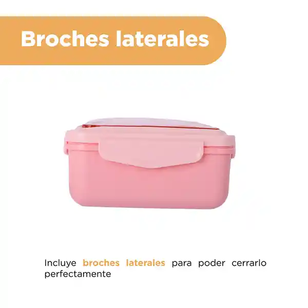 Contenedor de Alimentos Con 2 Compartimentos Rosa 1100 mL Miniso