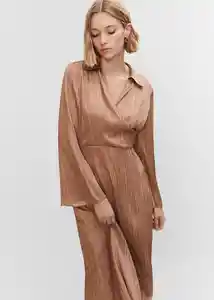 Vestido Chiffe-a Marrón Talla M Mujer Mango