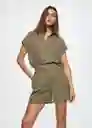 Blusa Lind-W Khaki Talla Xs Mujer Mango