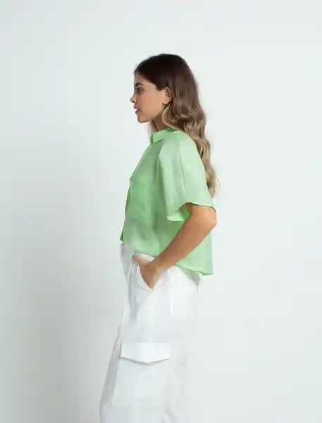 Camisa Moma Mujer Verde Braña Claro Talla L 412F369 Naf Naf