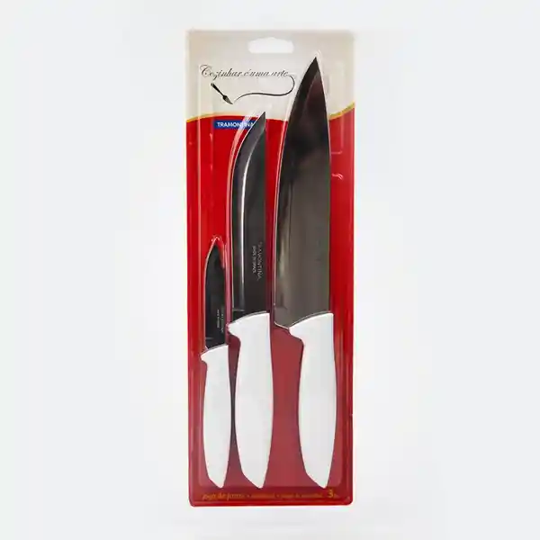 Tramontina Incluye: 3 Unidades.1 Cuchillo De 3 Pulgadas.1 Cuchillo De 6 Pulgadas.1 Cuchillo 8 Pulgadas. Con Diseño Moderno. Da Delicadeza Y Alegría A Su Cocina. Gracias Al Tratamiento Térmico Que Tienen El Filo Dura Más Tiempo. Lamina De Acero Inoxidable. Mango De Polipropileno. Protección Antimicrobiana Que Inhibe Y Reduce El Crecimiento De Bacterias Y Hongo. Apto Para El Lavavajillas. Marca: . Sku 211159
