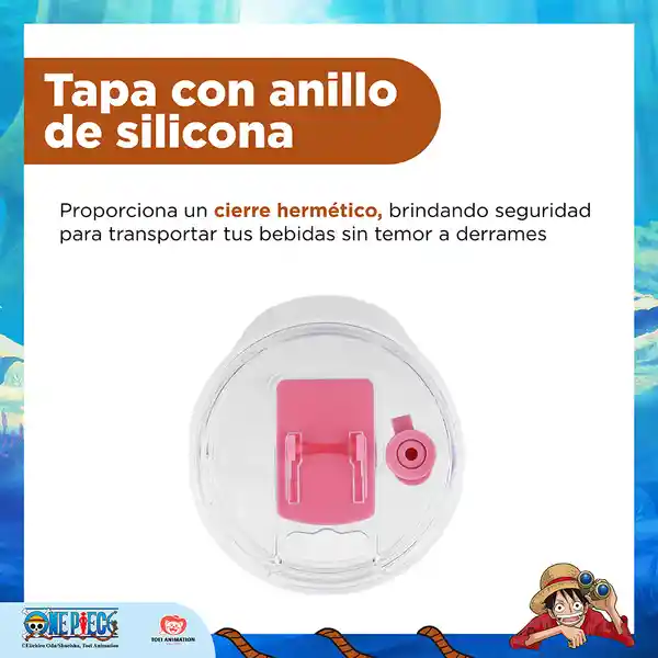 Vaso Acero Con Pitillo Rosa Serie Clásica One Piece Rosa Miniso