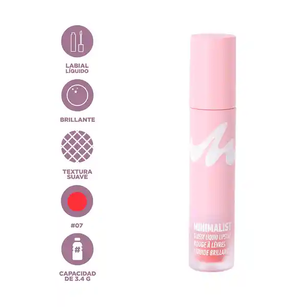 Lápiz Labial Líquido Brillante Minimalist Serie 07 Miniso