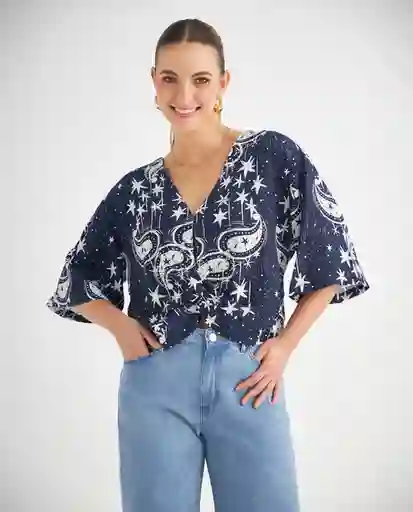 Camisa Azul Santorini Oscuro Talla XS 619F034 Esprit