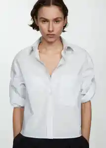 Camisa Rua Celeste Talla M Mujer Mango