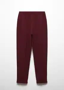 Pantalón Pique Burdeos Talla 24 Mujer Mango