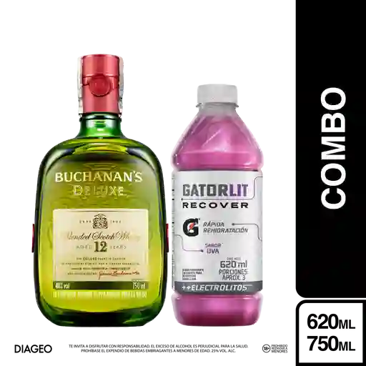 Combo Buchanans Deluxe + Gatorade Hidratante Gatorlit Uva 620 mL