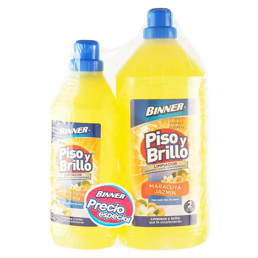 Limpiador Binner Piso Y Brillo Maracuyá 2 Lt + 1 Lt