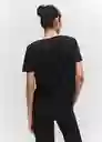 Camiseta Linito Negro Talla M Mujer Mango