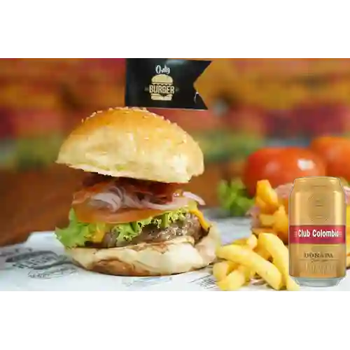 Combo Hamburguesa Sencilla + Club Col. Dorada Lata 330ml
