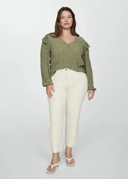 Blusa Pomelo Verde Talla L Mujer Mango