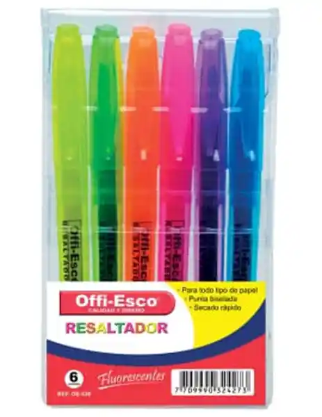 Resaltador Neon * 6 Und Colores Surtidos Oe-530 Offi-esco