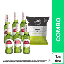 Combo Papa Lima Limón + Stella Artois Pack Cerveza 6 x 300 mL