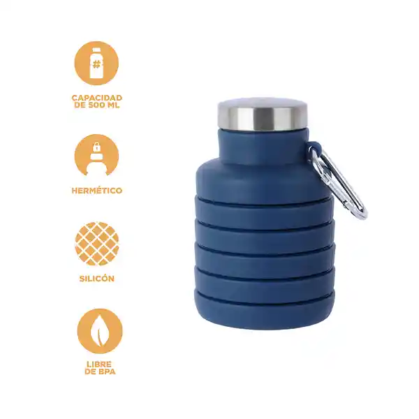 Botella de Silicona de Plegable Color Sólido Azul 500 mL Miniso