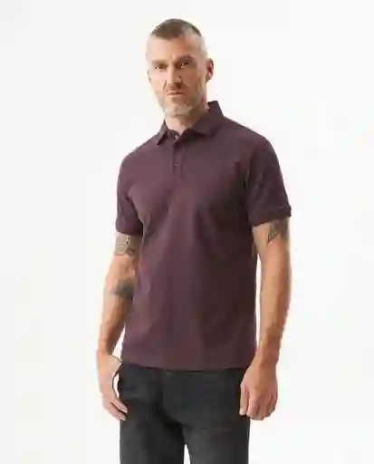 Camiseta Striped Trim Polo Hombre Morado Sombrio T L Chevignon