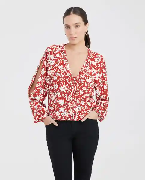 Camiseta Duotone Flower Blouse Rojo Granate Oscuro T S Chevignon