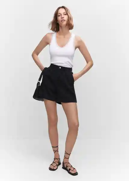 Short Regina Tejano Color Negro Talla 34 Mujer Mango