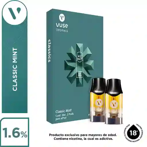 Capsula Vuse Classic Mint 18 Mg Caja X 2Und