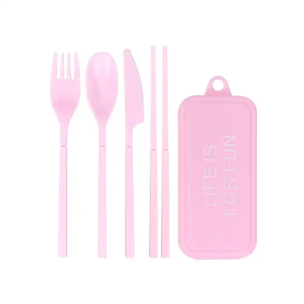 Miniso Kit de Cubiertos de Plástico Desarmables Rosa